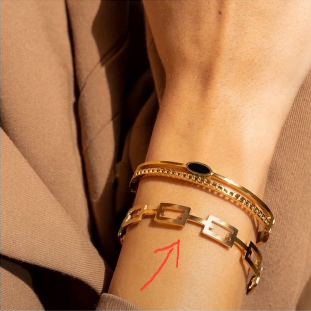 18k yellow gold-plated link ring & bracelet set - Picture 6 of 7